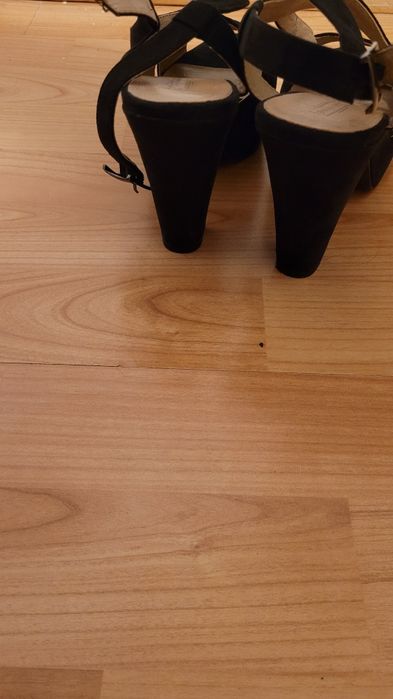 Sandale negre elegante din piele intoarsa