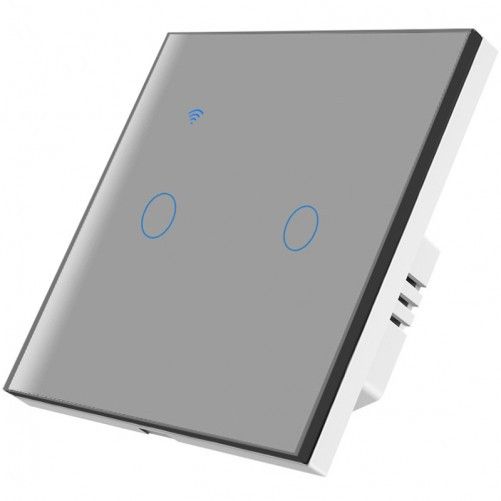 Intrerupator smart touch iUni 2F, Wi-Fi, Sticla, LED, Silver