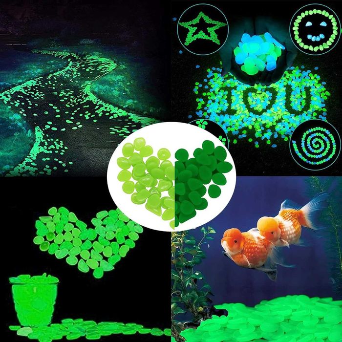 Pietre decorative fluorescente verzi 100 buc pentru alei vaze acvarii