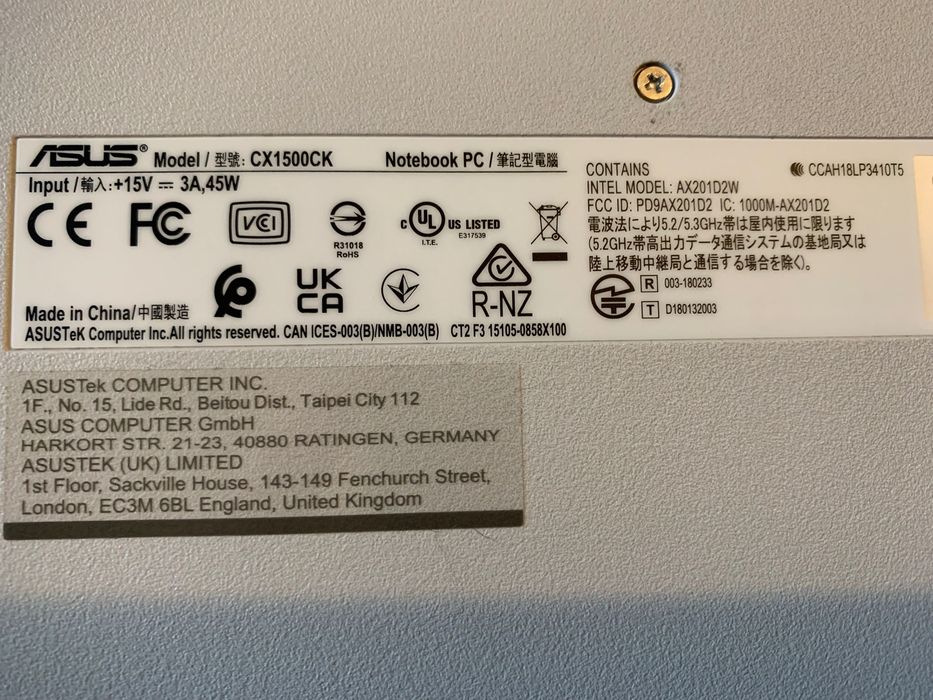 Asus Chromebook 15 inch CX1500 Celeron N4500