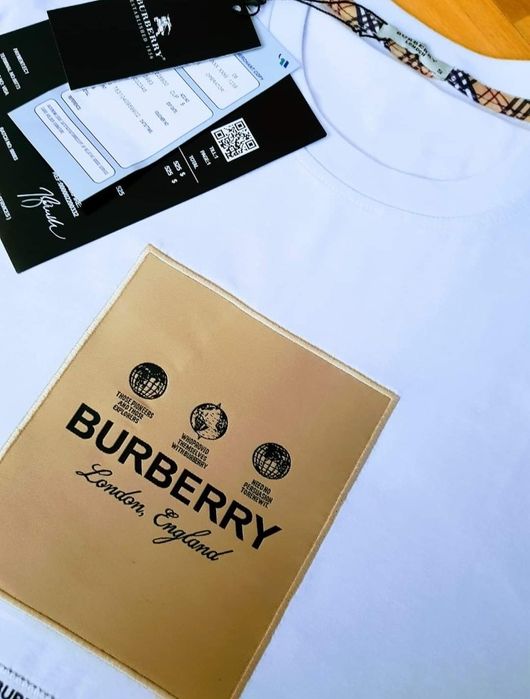 Tricouri bumbac alb imaculat (Burbbery (,super calitate import Italia