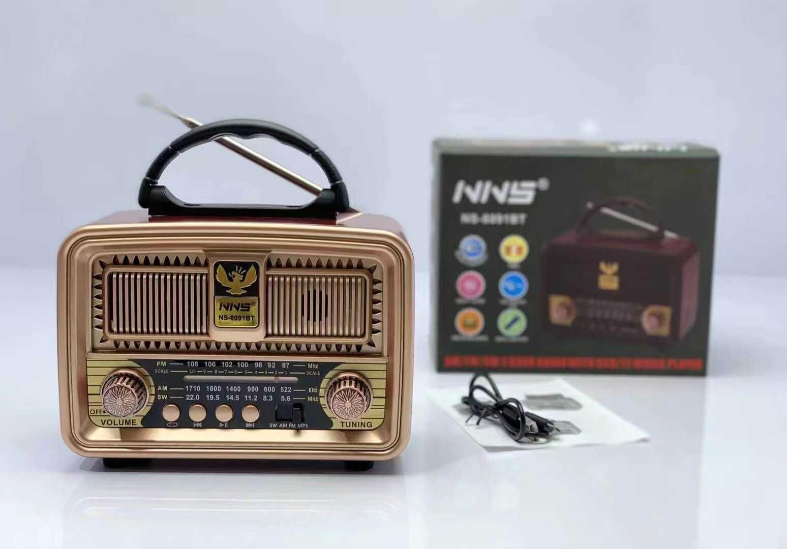 Ретро блутут радио NS-8091BT, MP3 Player, акумулаторна батерия