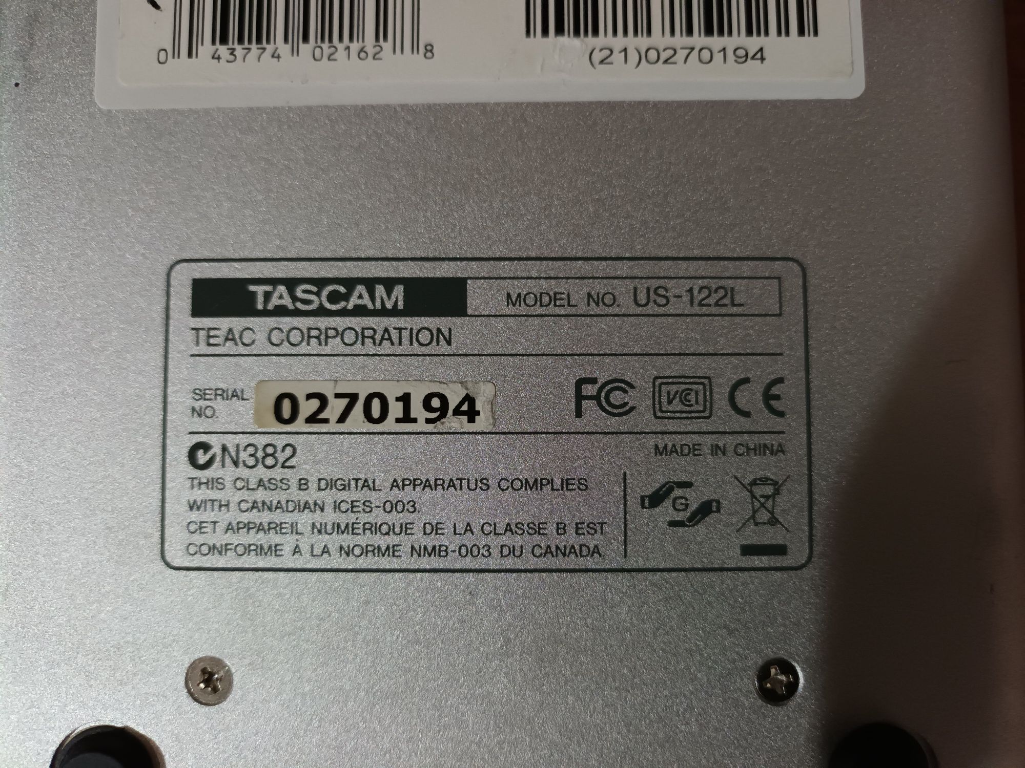 Placa sunet  Tascam US 122L