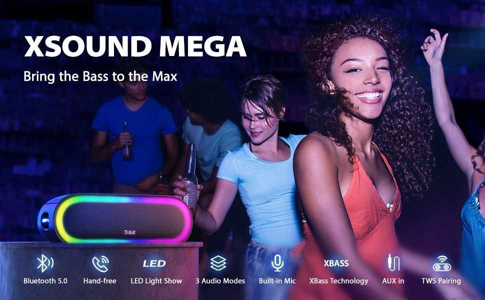 Tribit XSound Mega безжична Bluetooth тонколонка,черен цвят