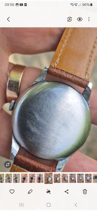 Ultim pret..Movado 1940s, black dial gilt, military