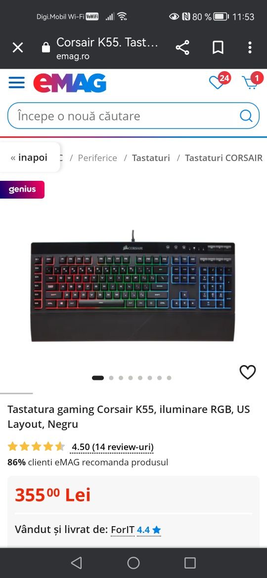 Tastatura gaming corsaire K55