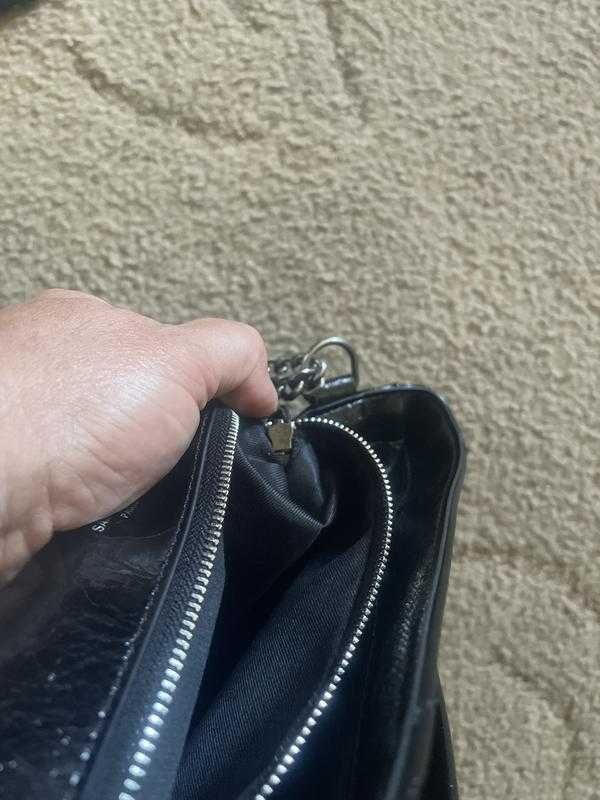 Geanta Saint Laurent Niki Chain Medium, Noir Vernis, 26 cm