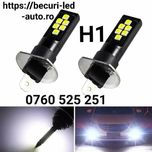 Set Două Becuri Led Cree H1,H3(10000 Lumeni/6000K/50W) Fără Ventilator