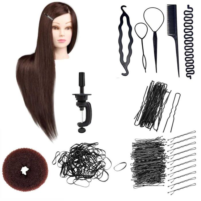 Set Cap papusa coafat cap practica manechin cu par des lung frizerie