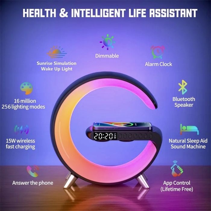 G-Smart LED 3в1 Лампа с безжична тонколона и безжично зарядно