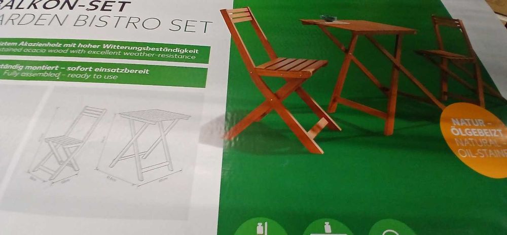 Комплект за балкон / Маса с 2 стола от акациева дървесина