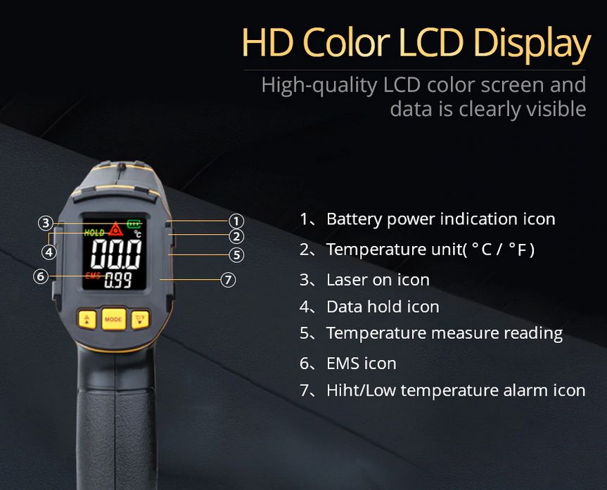 Termometru digital infrarosu profesional cu laser in 13 puncte
