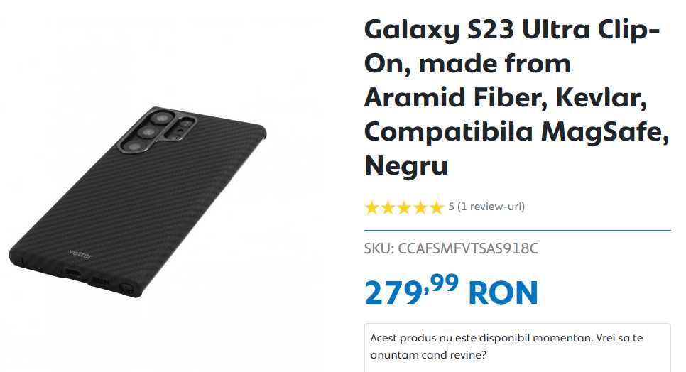 Husa telefon S23 ULTRA Vetter Aramid Fiber Kevlar, Compatibila MagSafe