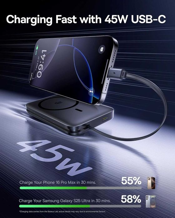 Външна батерия Baseus Picogo Magsafe, 10000mAh Qi2.2 сертифицирана