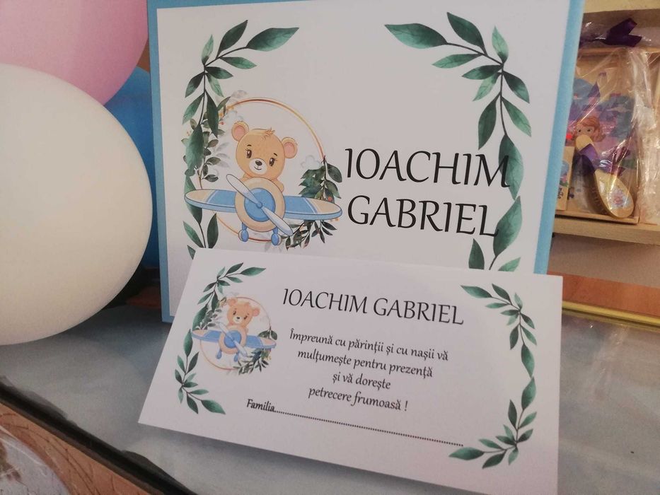 invitatii, cutii dar, decor cristelnita, decor baliuta