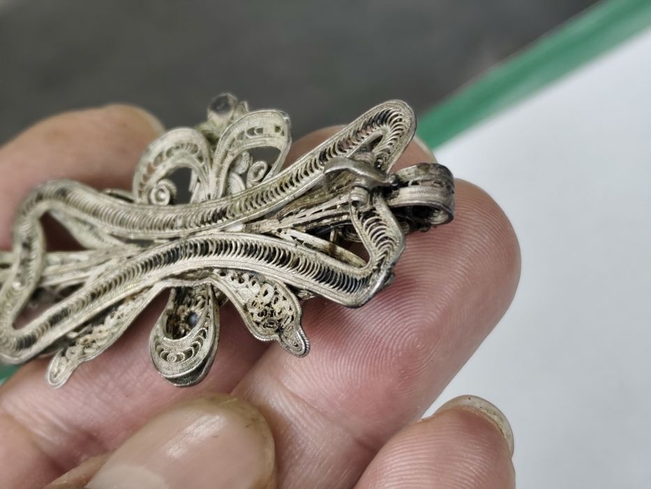 Възрожденска сребърна брошка филигран 0.800