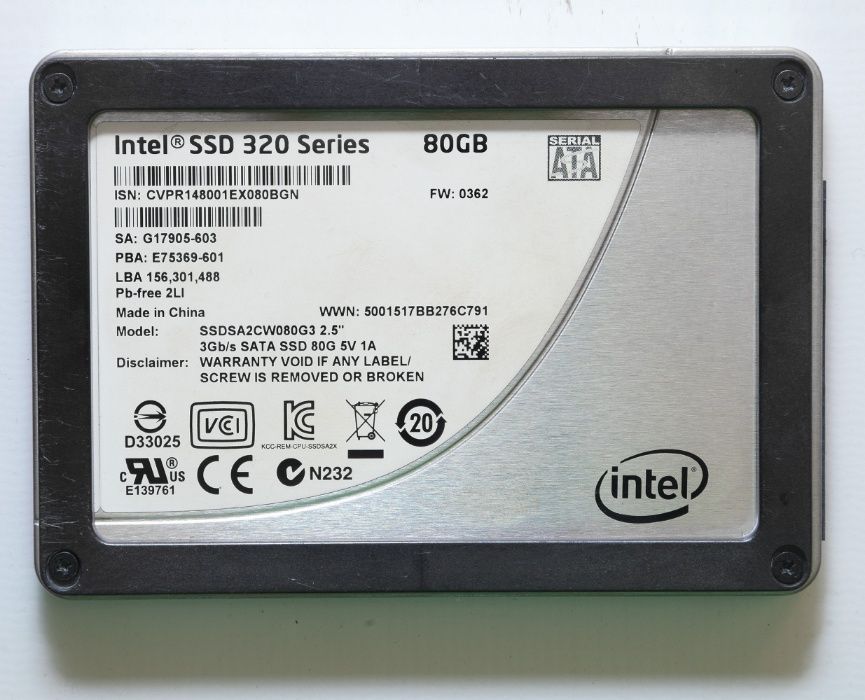 Жёсткий диск на 80Гб INTEL SSD 320 Series