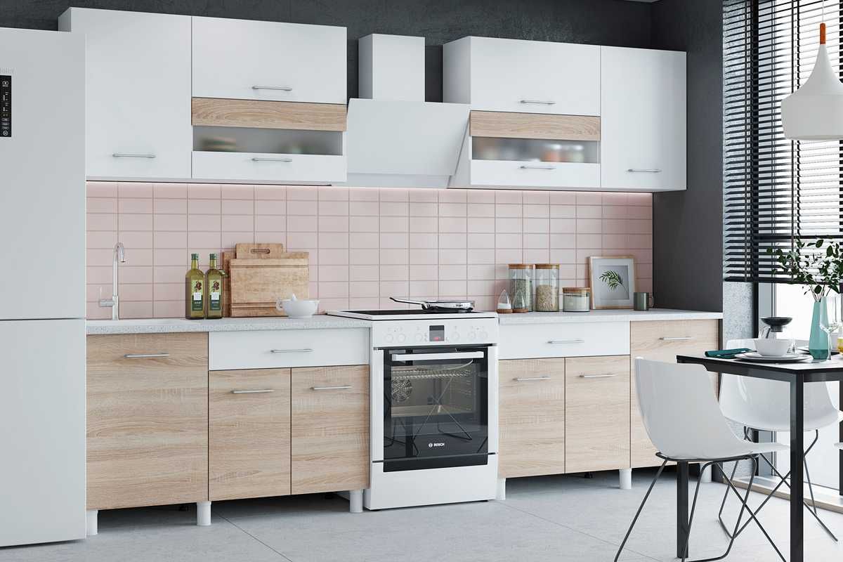 Комплект мебели для кухни Тренд Сонома/Белый 2,4м