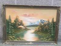 OCAZIE vând tablou Peisaj pictura in ulei pe pânza cu rama 120cm/80cm