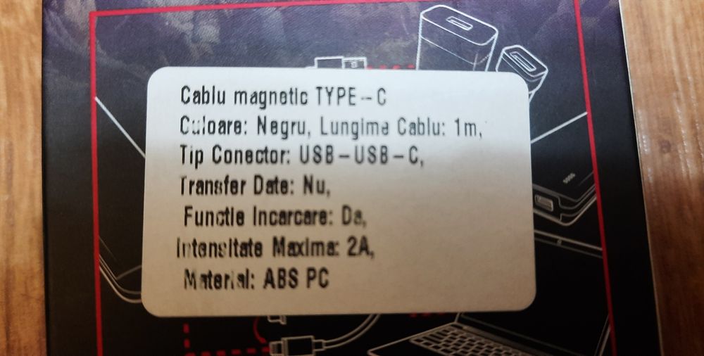 Cablu Magnetic 3 in 1, mufe Lightning/Micro USB/Type-C, 1 m, 2 A, Nou!