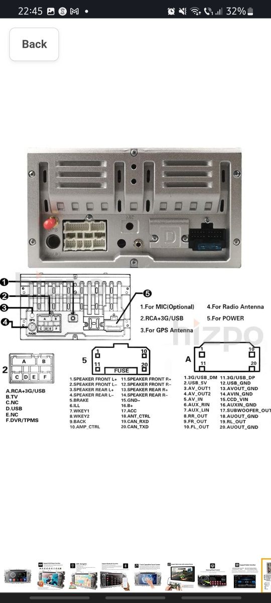 Casetofon HIZPO touch screen Car Radio DVD Player with GPS Navigation