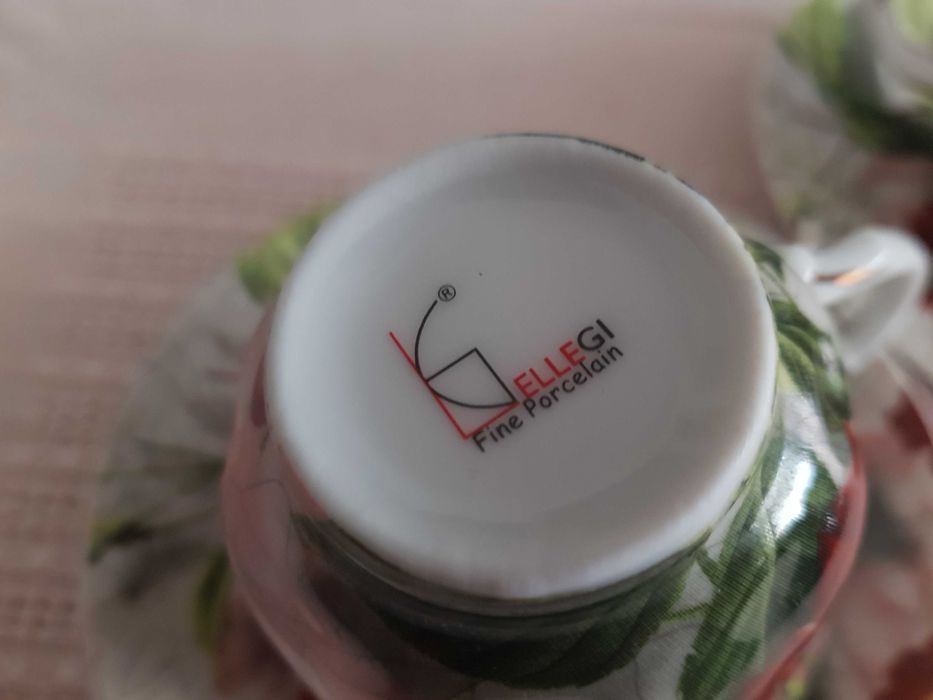 Италиански фин порцелан Ellegi 2 чаши с чинийки