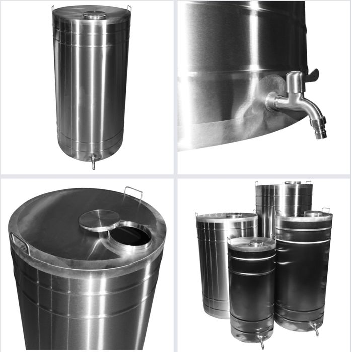 Butoi inox cu capac flotant si canea 180 litri