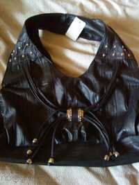 Черна дамска кожена чанта