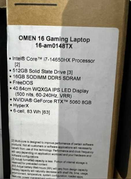 GAMING OMEN 16  Intel I7-14650HX - Nvidia RTX 5060  - display 240 HZ
