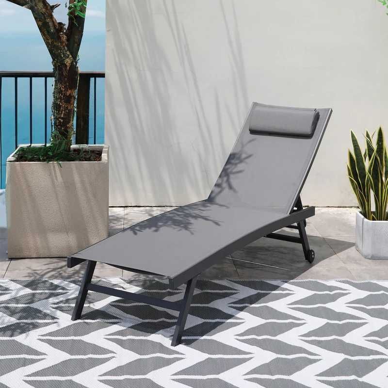 Set 2 sezlonguri plaja/gradina/terasa Gri Antracit LIVRARE GRATUITA