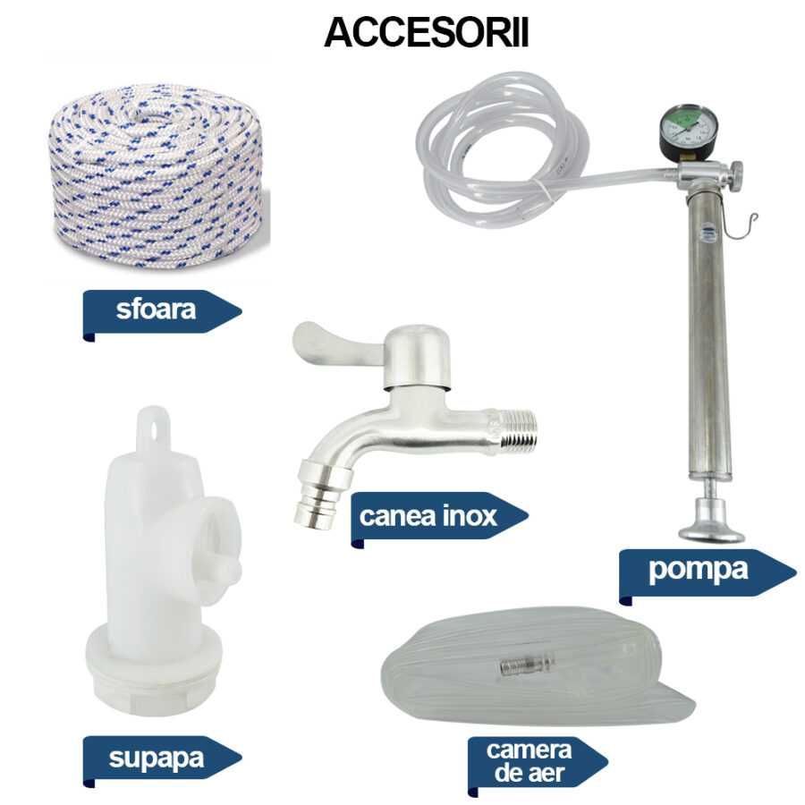 Butoi (cisternă) INOX cu capac flotant 185 L si camera din silicon