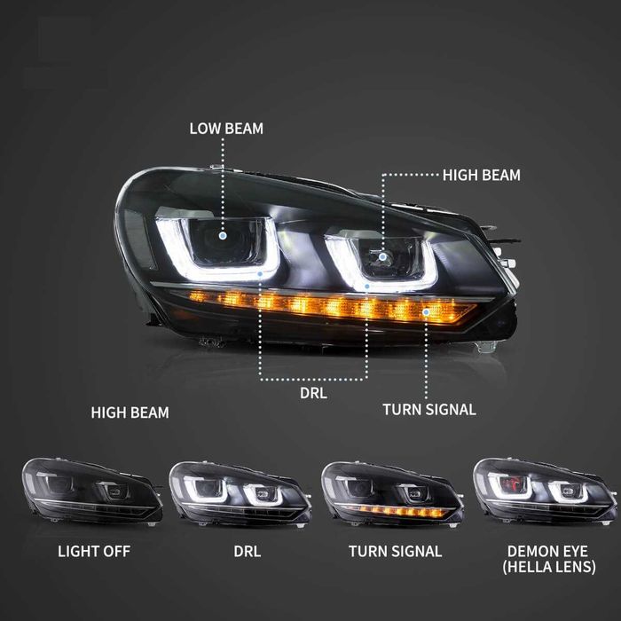 Комплект фарове с динамични мигачи за VW GOLF 6 2008 - 2012