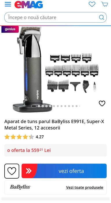 BaByliss Super-X Metal Series Aparat de Tuns 12 accesorii