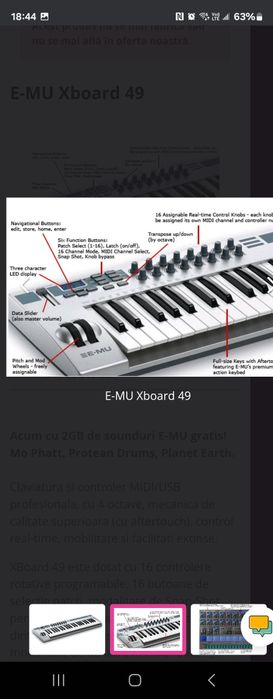 Clapa midi profesionala studio E-MU 49