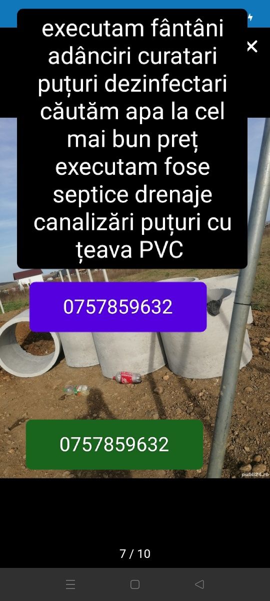 Fântânar puțuri fântâni curățiri adanciri.