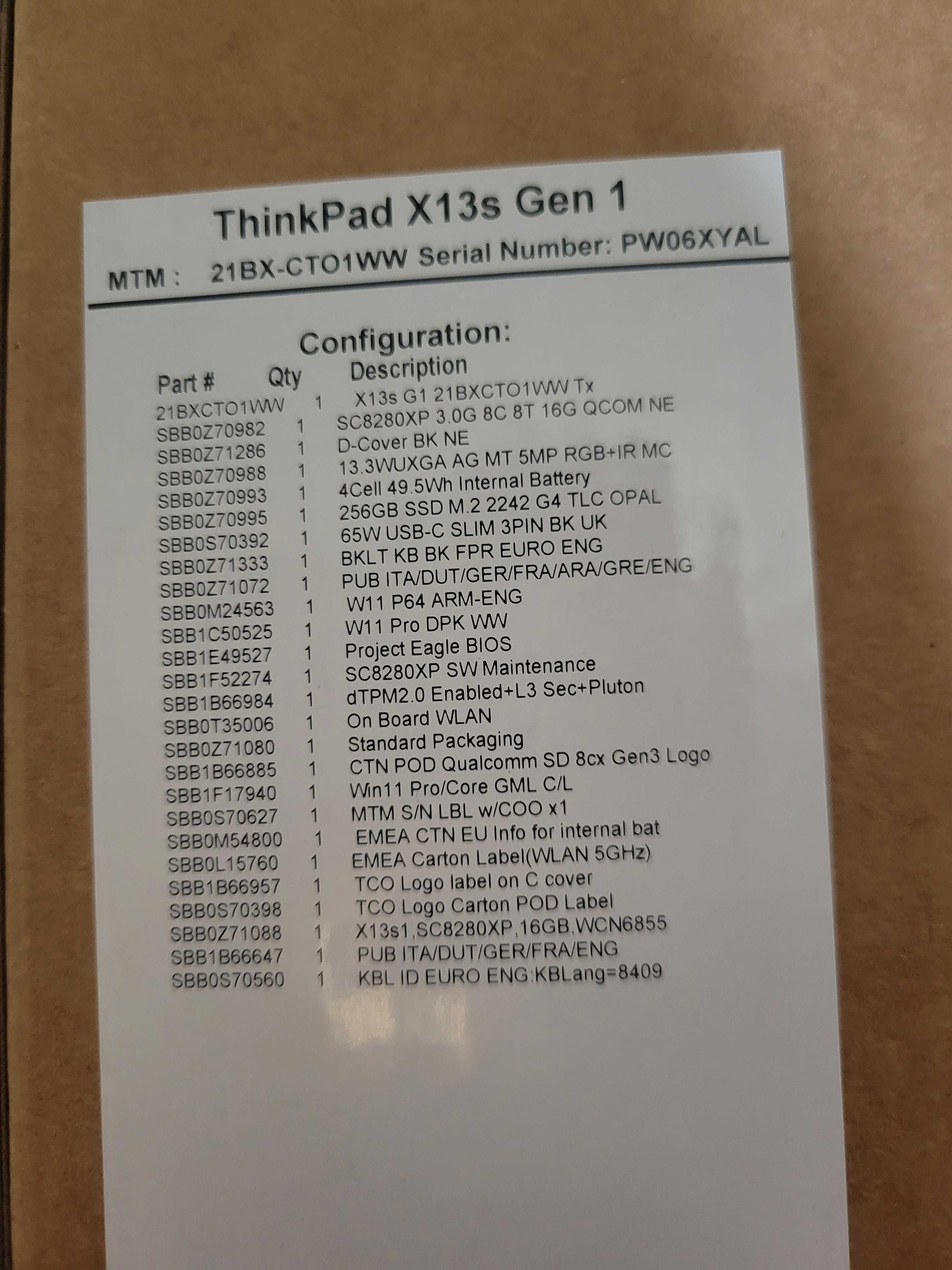 Lenovo Thinkpad X13s Gen1 13" Touch - гаранция до 2026-08-03