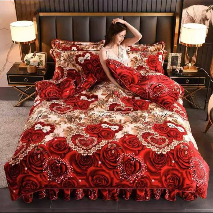 Зимниее велюр постельное бельё 2 спалка