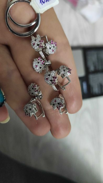 Серебряный комплект, серебряное кольцо, детский набор Хелоу Китти 4