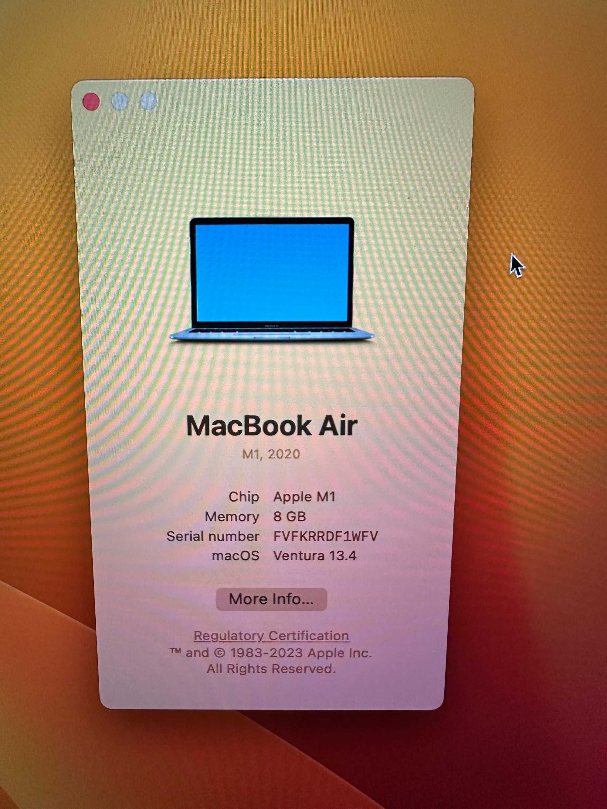 MacBook Air 13-inch, M1, 8Gb RAM, SSD 256Gb, Space Grey
