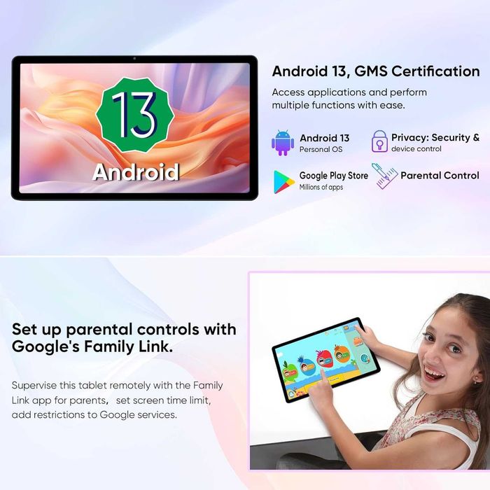 Tableta 2K Tablete Android 13  6GB+128GB 7000mAh, BT5.0, GPS