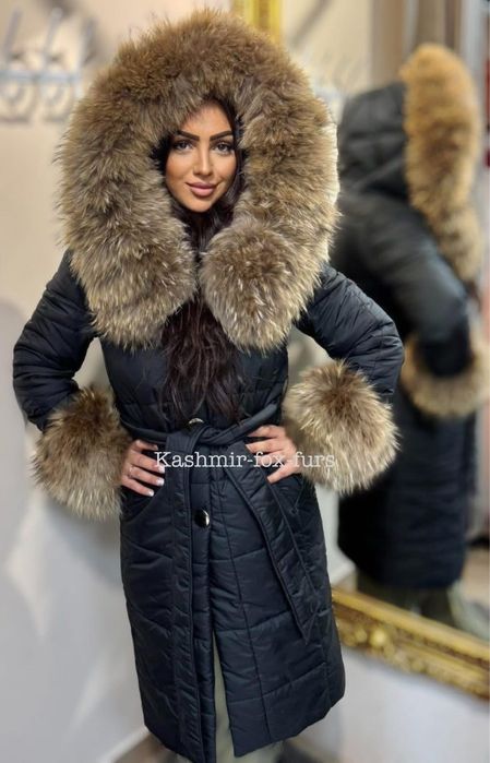 Ново дълго яке, естествен косъм