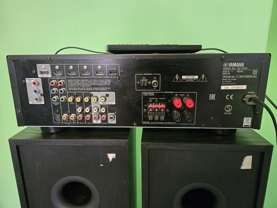 Ресийвър 4K Yamaha RX-V377, 5 канали, 500W с 2 колони thunder ths-8000
