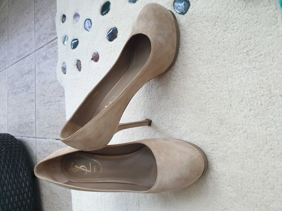 Pantofi YSL platformă ascunsă, bej, piele, întoarsă, stare foarte bună
