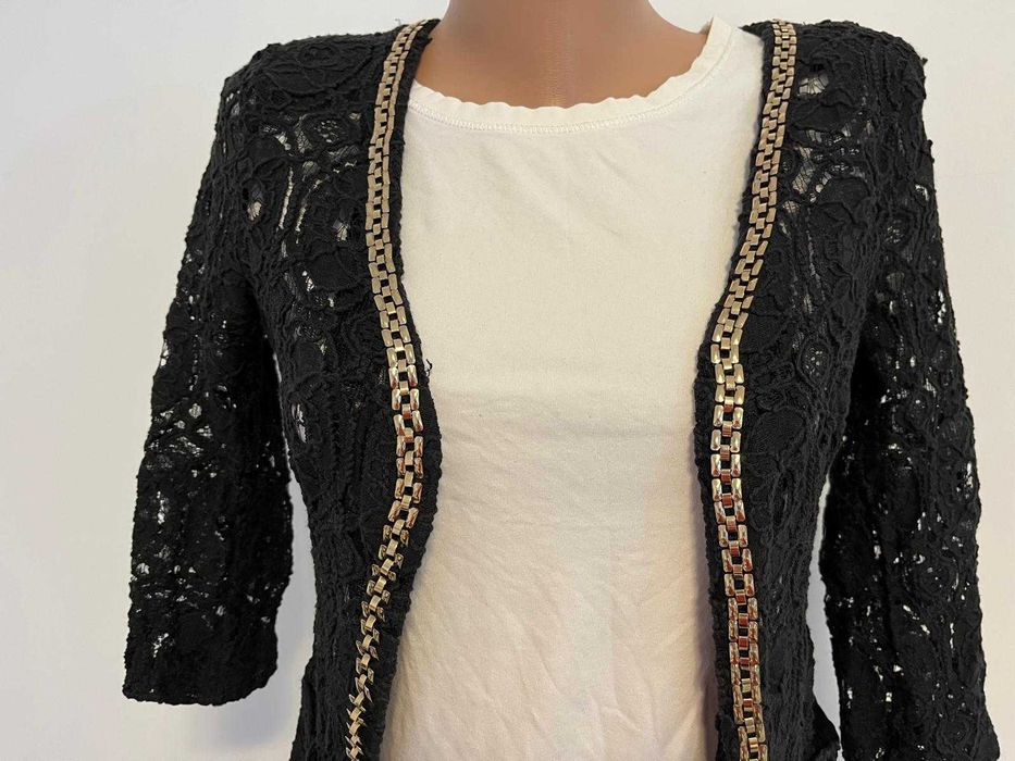 Sacou elegant din dantelă neagră cu detaliu metalic Today XS-S
