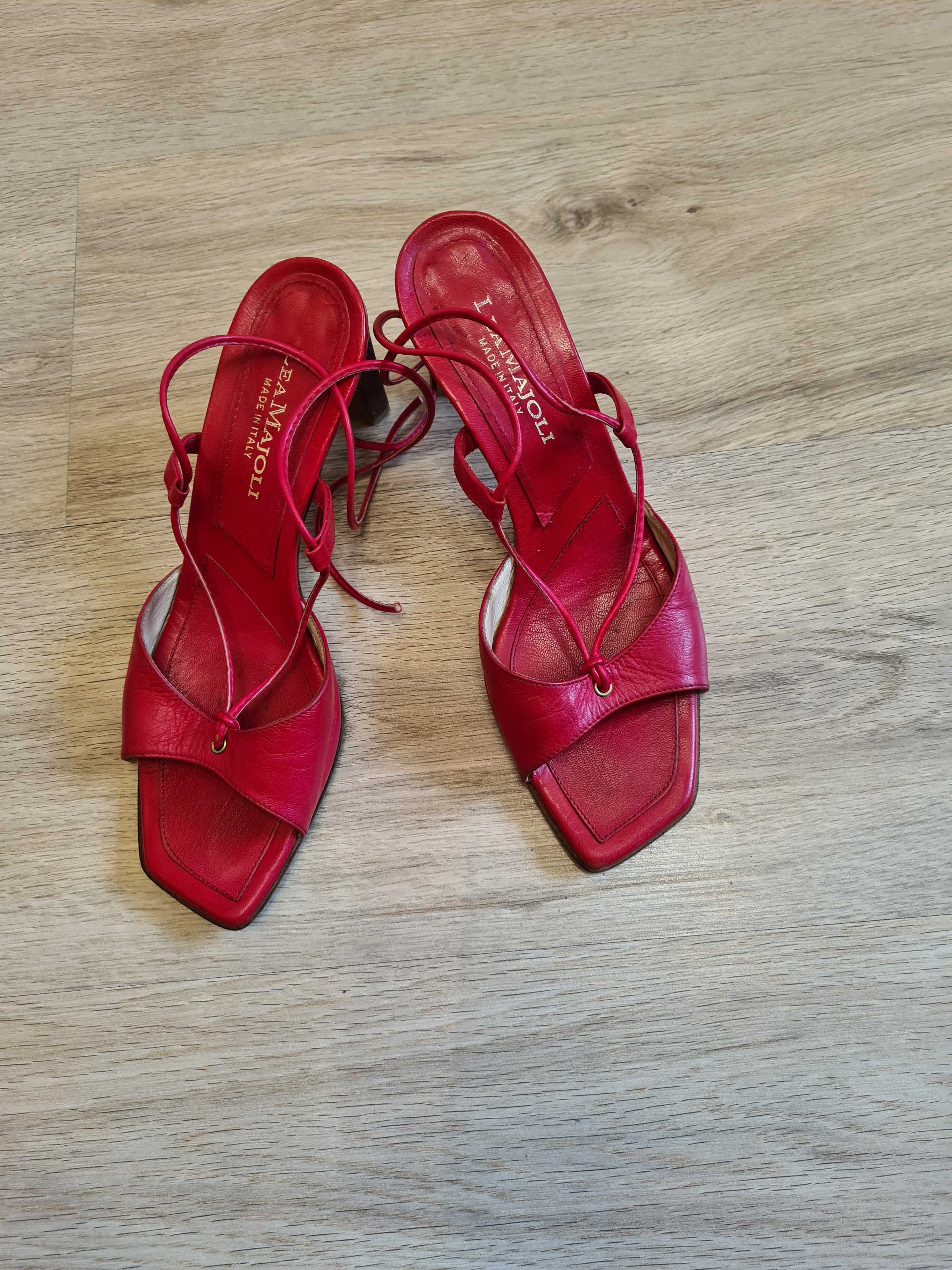 Sandale roșii din piele, 38, Lea Majoli