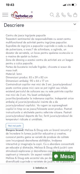 Centru de joaca ingrijire papusi