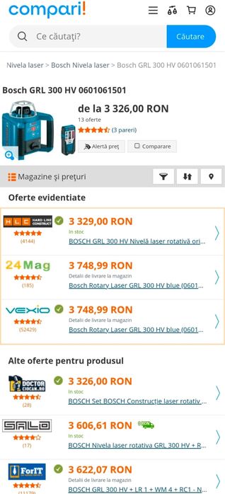 MDM vinde: Nivela laser rotativa Bosch GRL 30 HV.