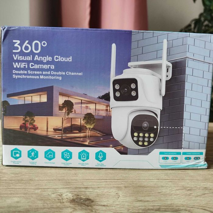 Cameră de supraveghere WiFi 8MP 3K, cu obiectiv dublu,card 128GB