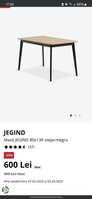 Set masa + 4 scaune Kastpur, Jysk