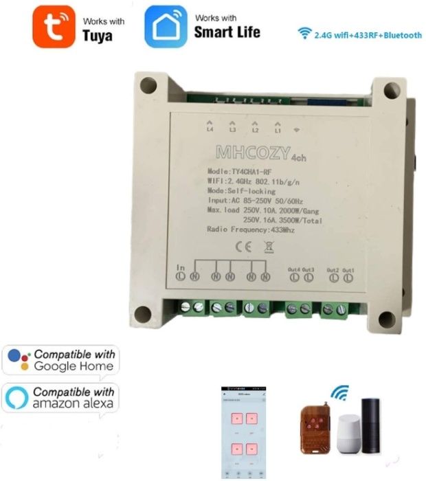 4 Channel WiFi Wireless Smart Switch Relay Module for Smart Home NOU